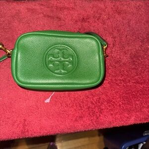 Tory Burch Green Leather Crossbody Bag mini camera bag